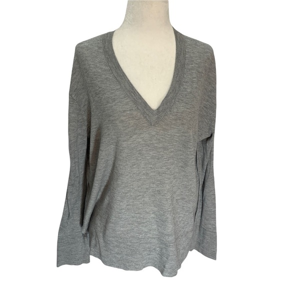 𝅺zara Knit Lightweight Grey V-Neck Sweater Oversized Size S - Picture 1 of 8